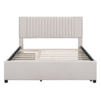 Upholstered Platform Bed With Drawers, Classic Headboard Design