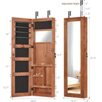 Jewelry Armoire Organizer With Full Length Mirror, Wall Mounted Lockable Cabinet With LED Light