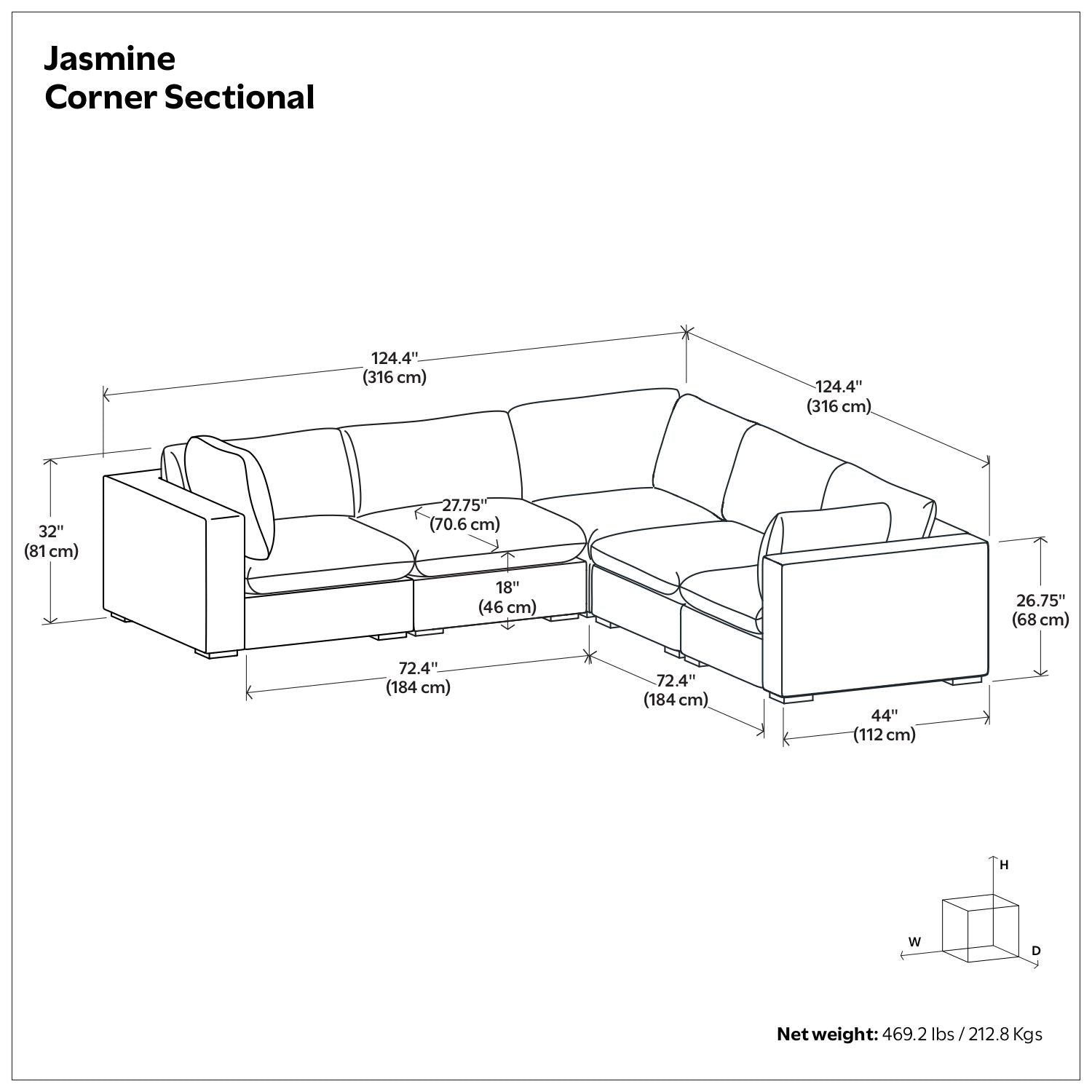 Jasmine - Handcrafted Sectional Sofa
