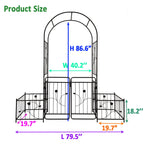 Metal Garden Arch With Gate Wide High Climbing Plants Support Rose Arch Outdoor - Black