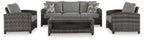 Oasis Court - Sofa, Chairs, Table Set (Set of 4) - Gray