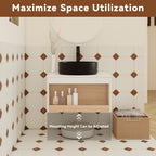 Floating Bathroom Vanity With Glossy Round Vessel Sink