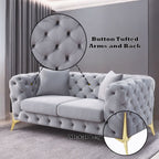 Jelanea - Loveseat With 2 Pillows - Gray Velvet & Gold