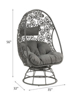 Hikre - Patio Lounge Chair & Side Table - Clear Glass, Charcoal Fabric & Black Wicker