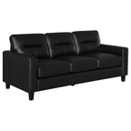 Scotland 3-piece Faux Leather Upholstered Sofa Set Black