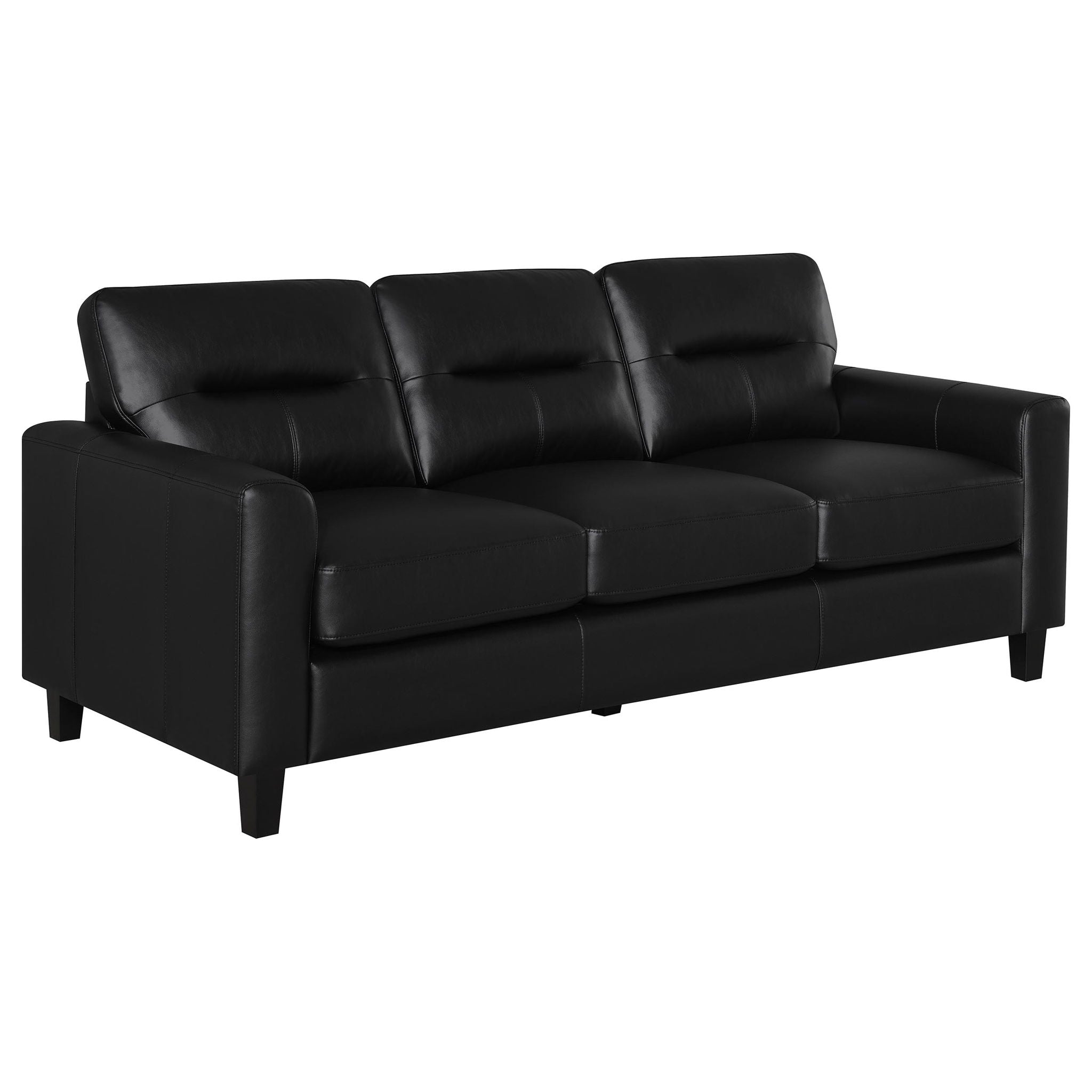 Scotland 3-piece Faux Leather Upholstered Sofa Set Black