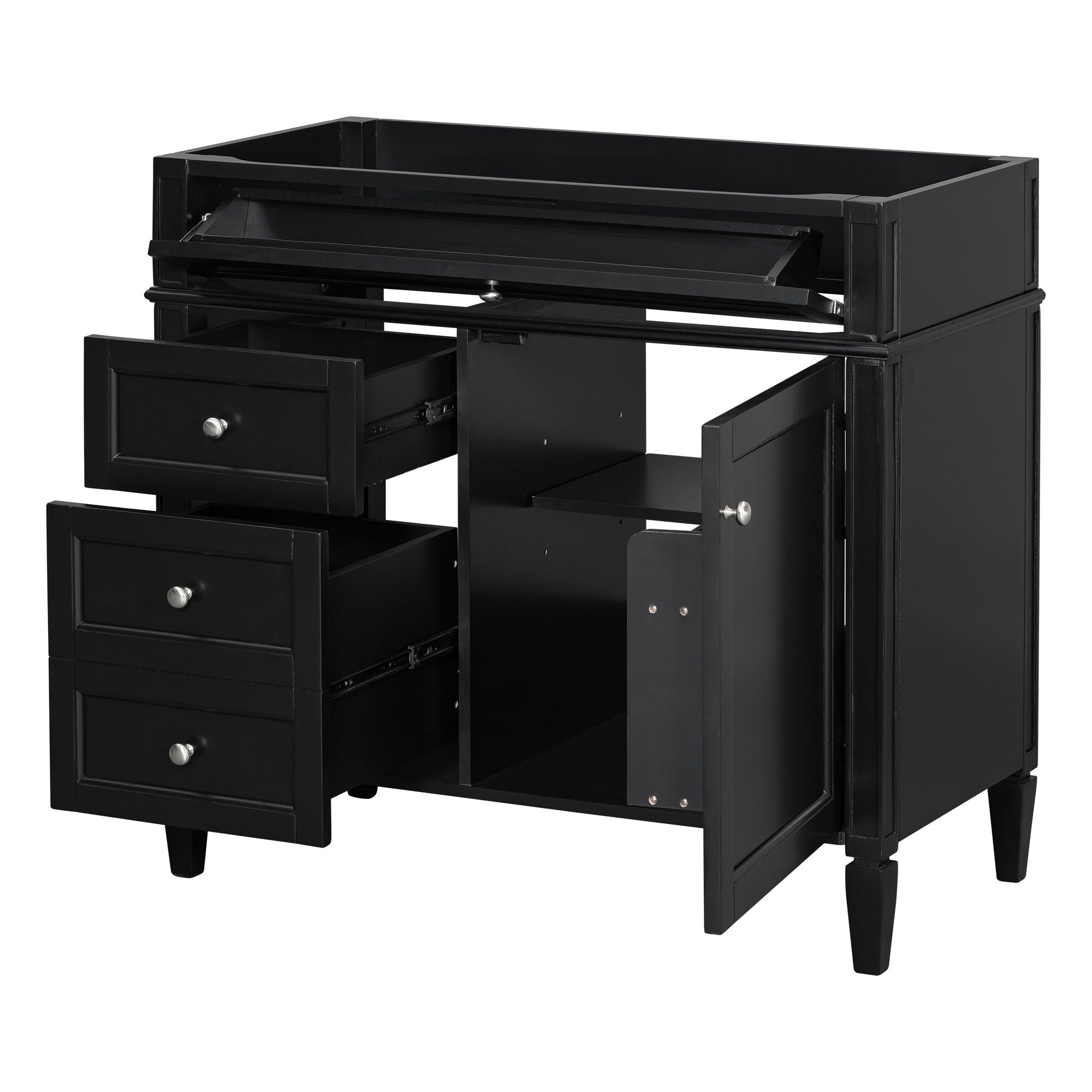 Bathroom Vanity With 2 Drawers And Tip-Out Drawer, Storage Cabinet