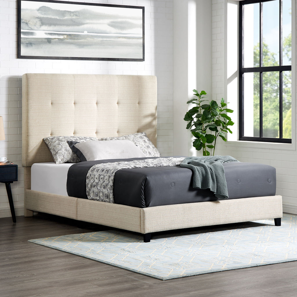 Tufted Upholstered Headboard Platform Bed