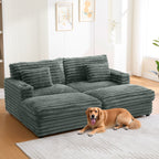 Oversized Double Chaise Lounge Sofa Bed With USB Ports And Cup Holders