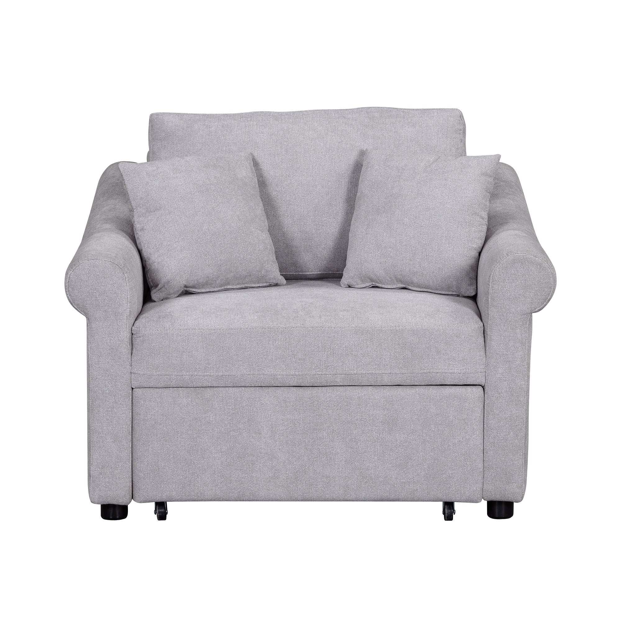 Convertible Sleeper Chair With Adjustable Backrest, 3 In 1 Lounger Chair Turns Into Bed, Single Bed For Living Room