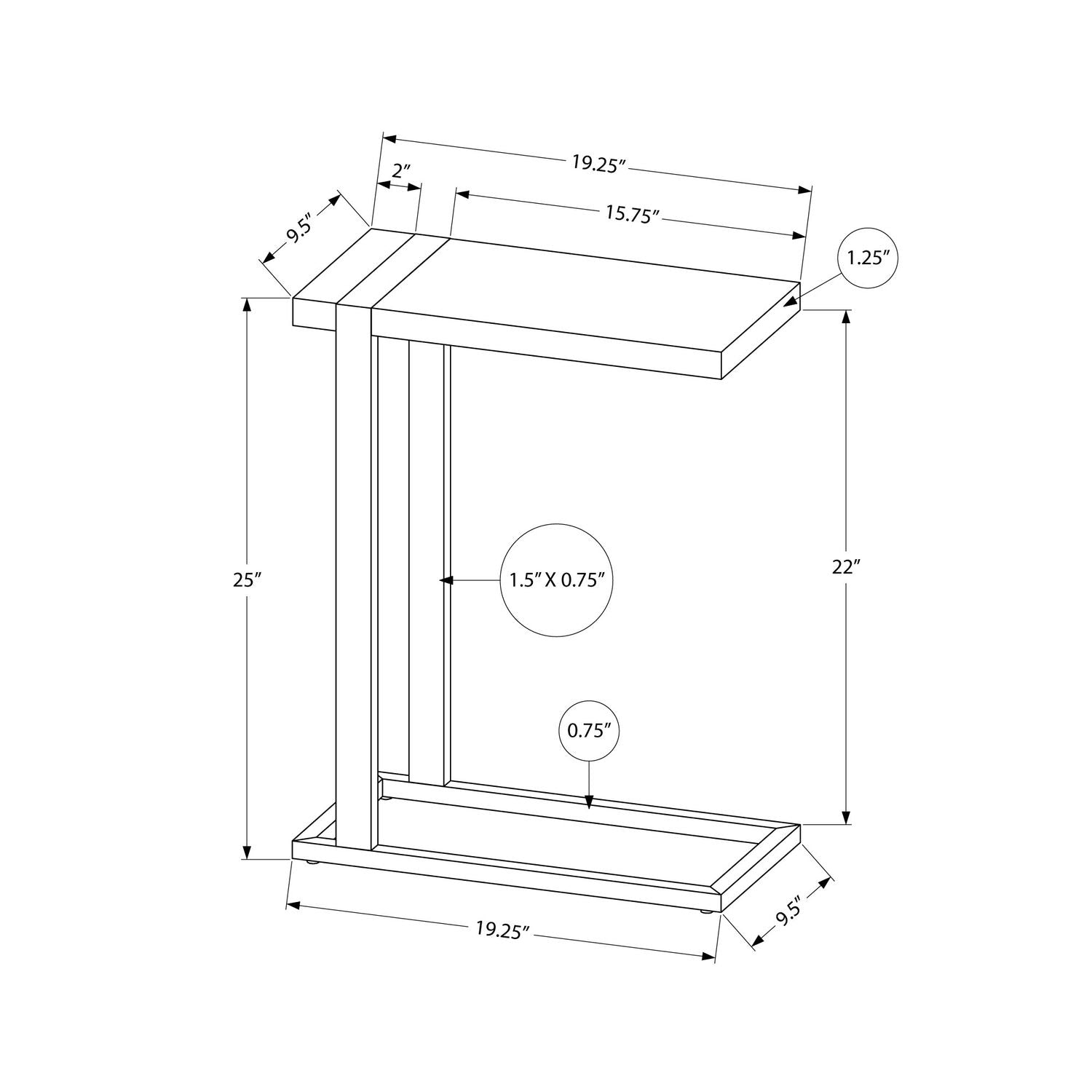 Accent Table, C - Shaped, Contemporary & Modern Stylish Design