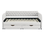 Daybed With Trundle And Storage Drawers, Flat Arms With Pocket