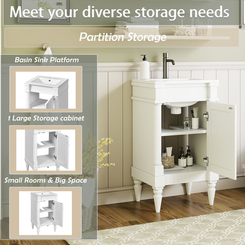 Bathroom Vanity With Sink, Storage Cabinet With Door, Drop In Sink, Compact Freestanding Design