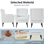 Modern Accent Chair, Arm Chairs For Living Room, Upholstered Mordern Armchair, Comfy Soft Padded Lounge Chair In Small Space, Bedroom, With Pillow, Solid Wood Leg
