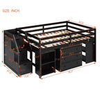 Loft Bed With Retractable Writing Desk And 3 Drawers With Storage Stairs And Shelves