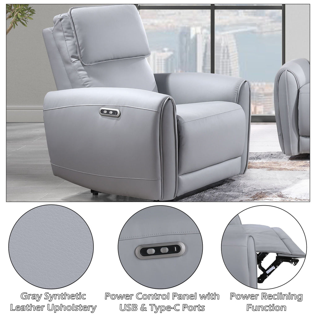Jeromie - Power Motion Recliner With USB Port - Gray