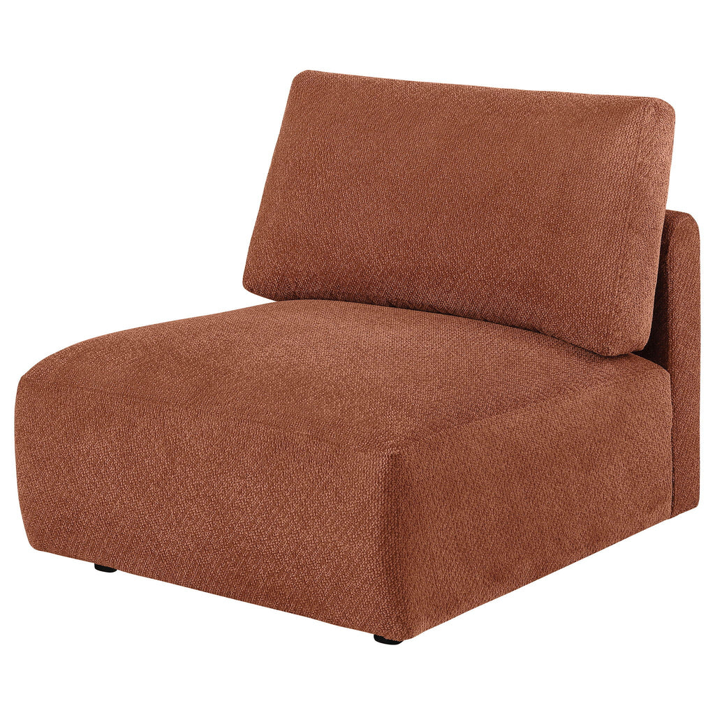 Elysia Chenille Upholstered Modular Armless Chair Coral