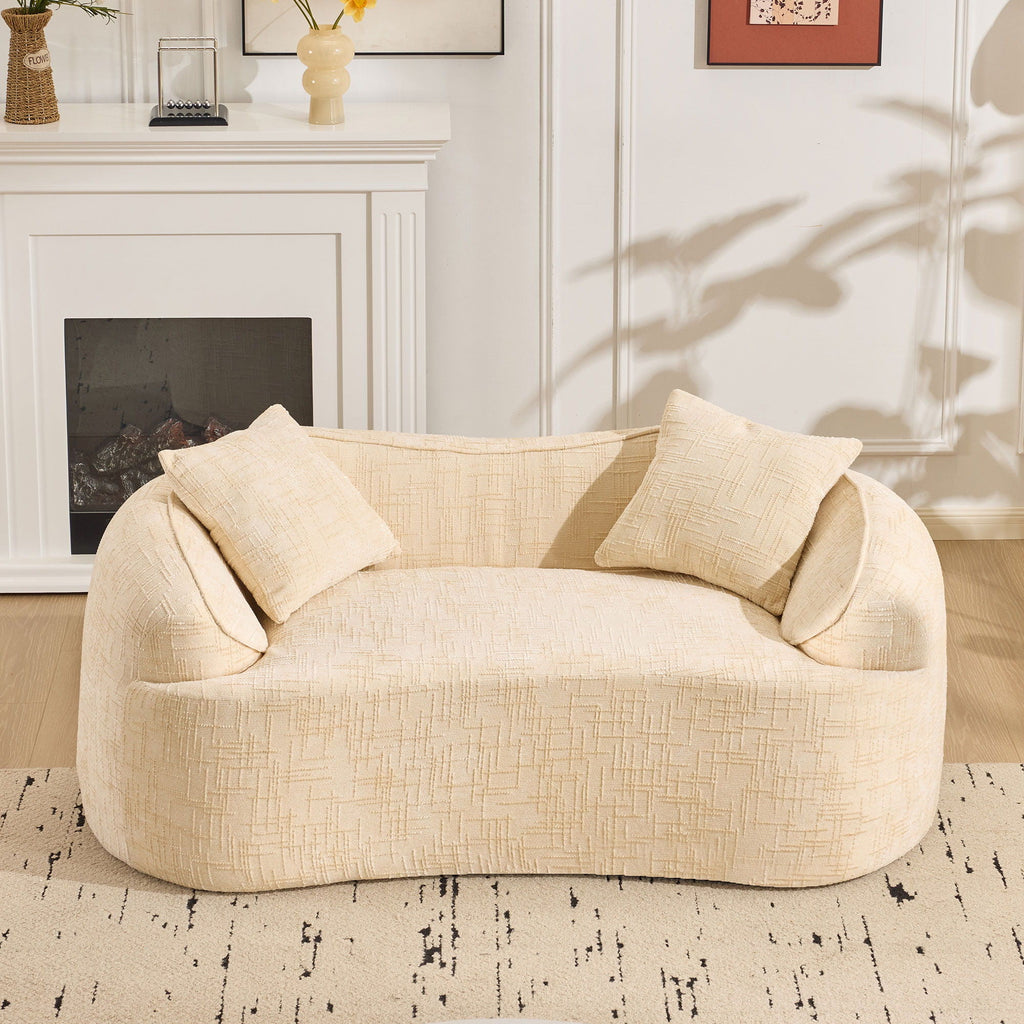 Curved 2 Person Compress Sofa With Armrests, Includes Pillows