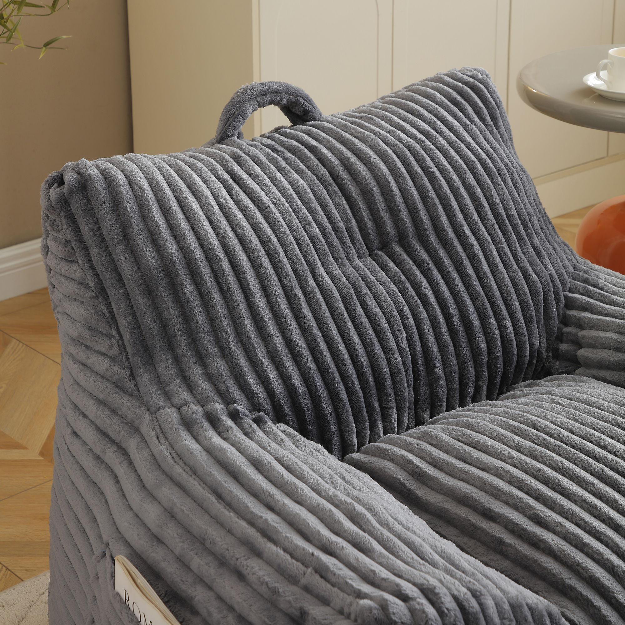 Giant Bean Bag Chair With Armrests And Footstool