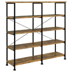 Analiese 63-inch 4-shelf Double Bookshelf Rustic Nutmeg