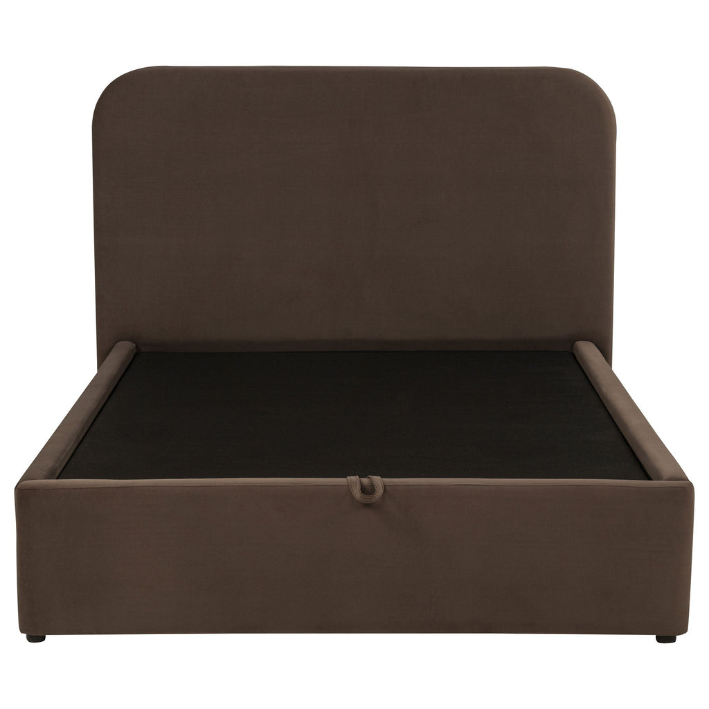 Anders Upholstered Full Storage Lift Platform Bed Chocolate