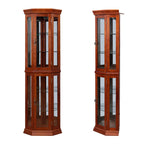 Corner Curio Cabinet With Lights, Adjustable Tempered Glass Shelves, Mirrored Back, Display Cabinet (E26 Light Bulb Not Included)