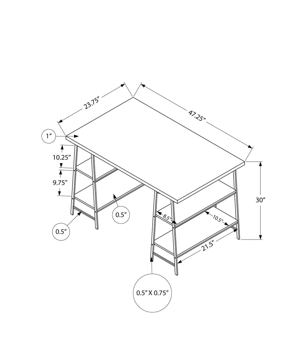 Computer Desk For Home Office, Laptop, Storage Shelves, Contemporary & Modern