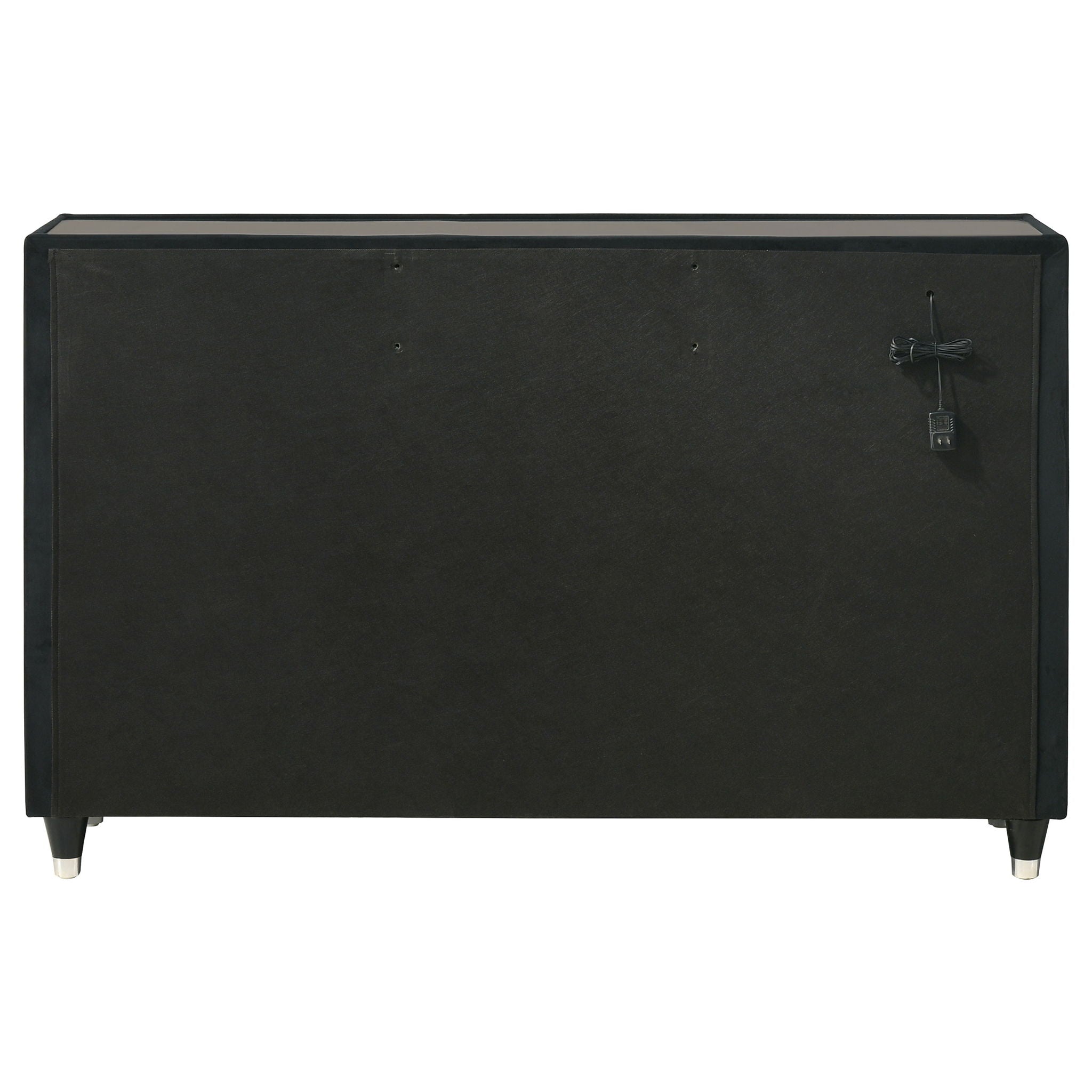 Ravenne 8-drawer Velvet Upholstered LED Dresser Cabinet Black