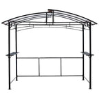 Grill Gazebo 8X5Ft, Outdoor Patio Canopy, Bbq Shelter With Steel Hardtop And Side Shelves - Black
