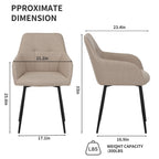 Dining Chair With Backrest And Wide Seat (Set of 2) - Beige