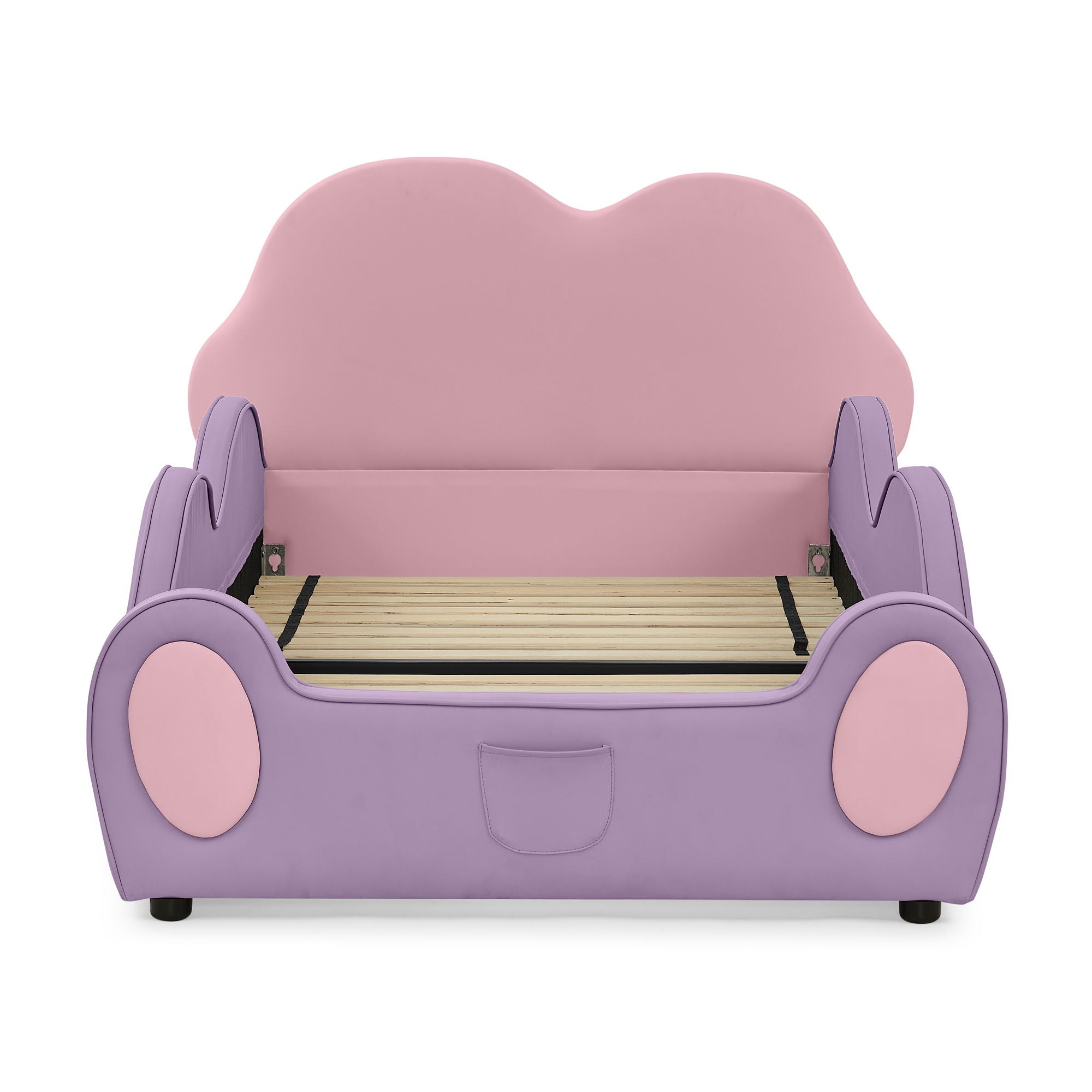 Cute Cloud Shape Bed With Guardrails Cartoon Design, Storage Pocket