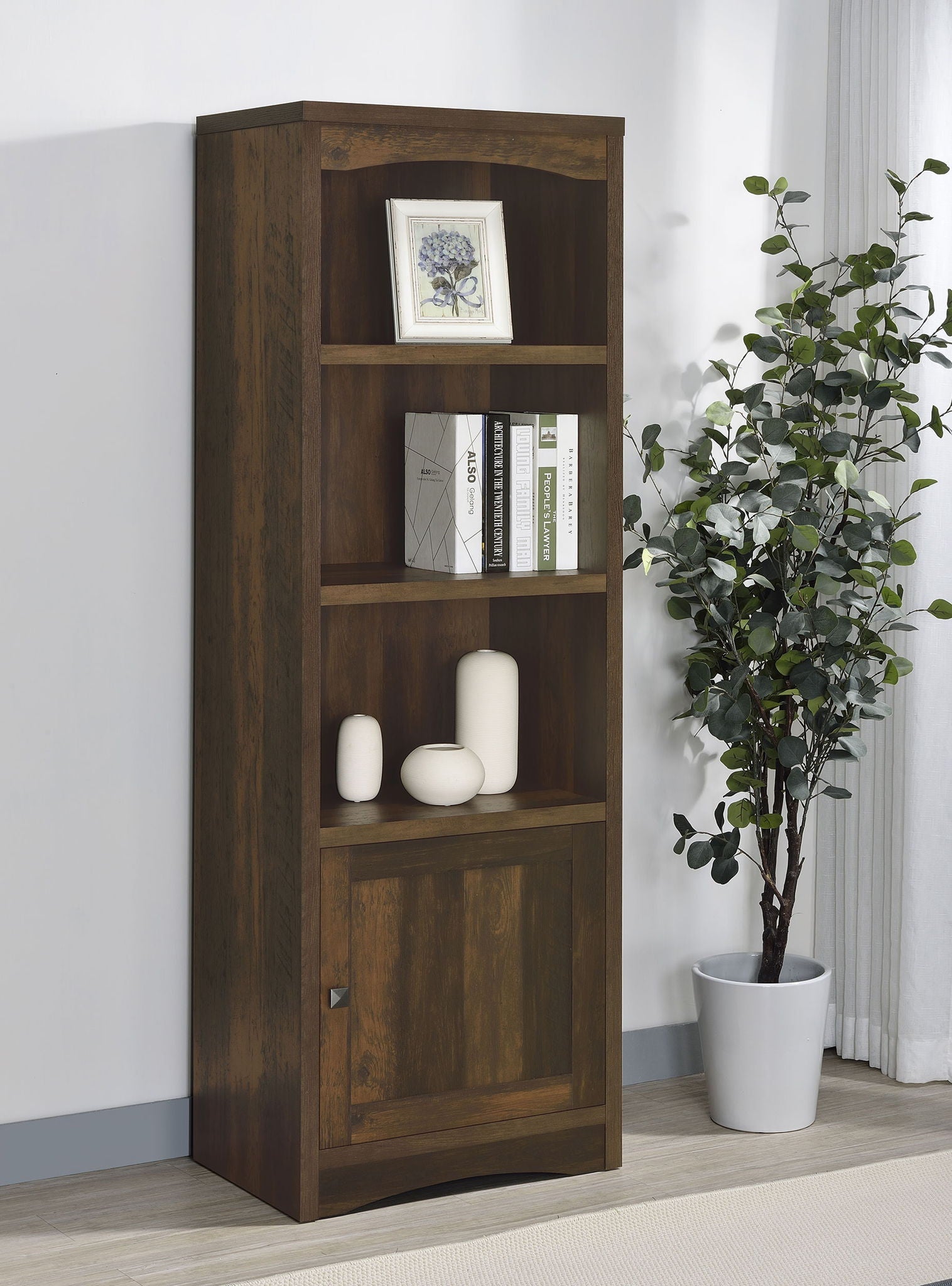 Laughlin 4-shelf Engineered Wood Media Tower Dark Pine