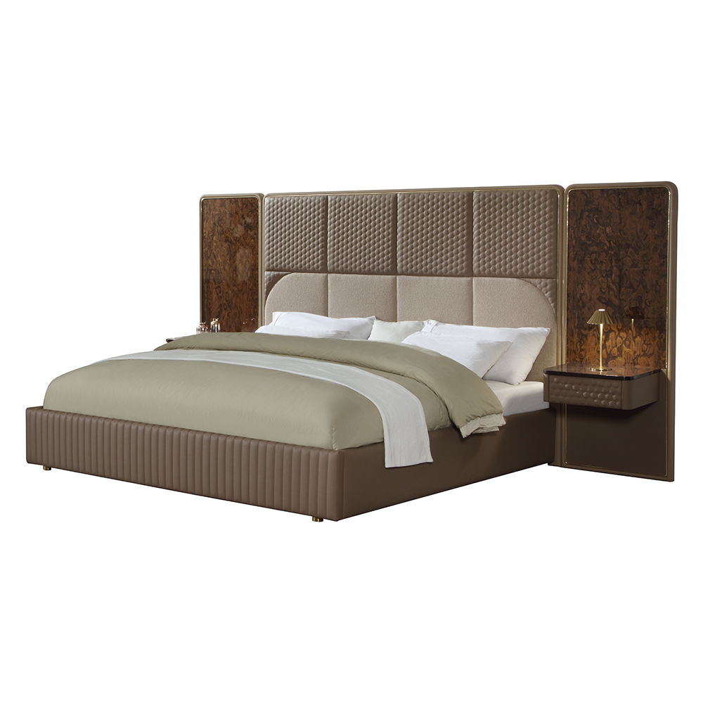 Marcelino - Nightstand With Wall Pier (King) - Cherry Oak