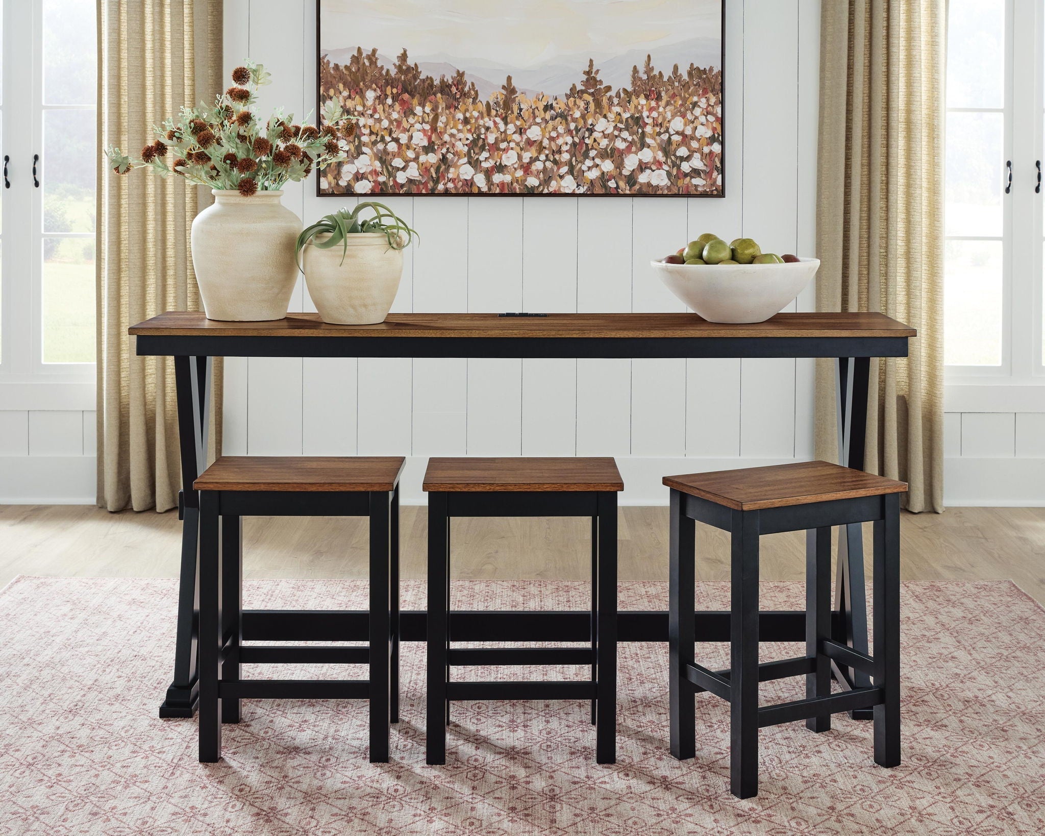 Wildenauer - Rectangular Dining Room Counter Table Set (Set of 4) - Brown / Black