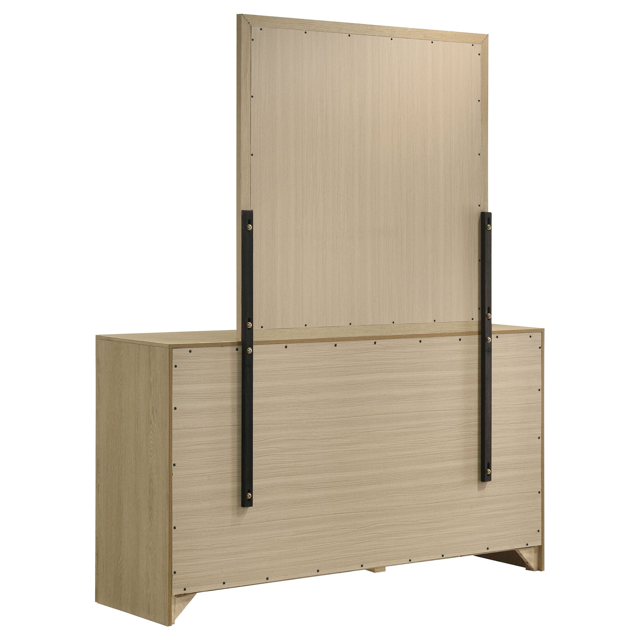 Hendricks 6-drawer Bedroom Dresser and Mirror Light Oak