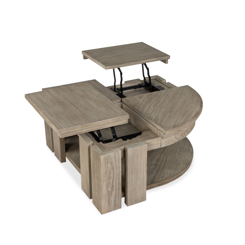 Conrad - Pie Shaped Lift Top Cocktail Table With Casters - Stone Harbor Gray