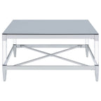 Lindley Square Tempered Mirror Acrylic Coffee Table Chrome