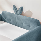 Cute Rabbit Ear Upholstered Platform Bed Frame With Safety Rail