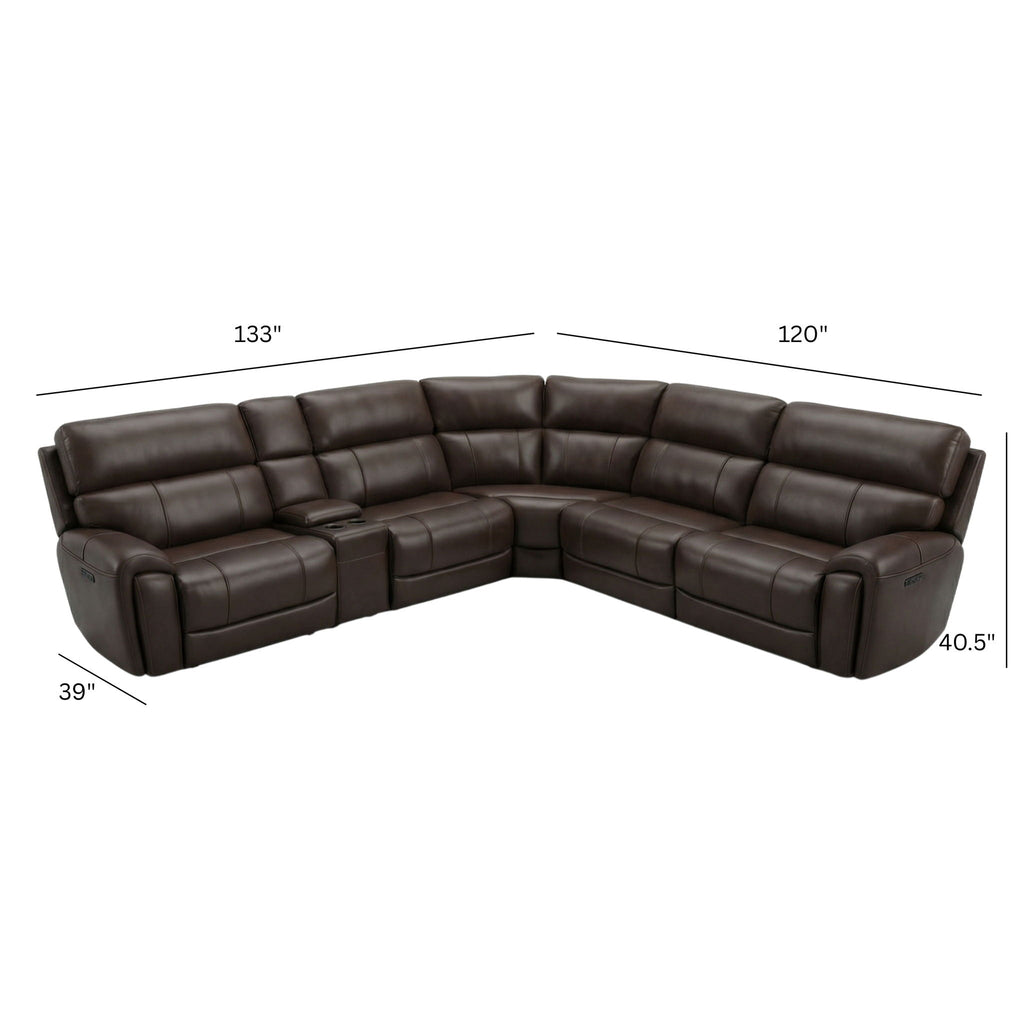 Brazil - Power Sectional With Adjustable Headrest & Footrest - Dark Brown
