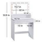 Vanity Desk With Mirror And Lights, Dressing Table With Large Drawer, 2 Level Storage Dresser & 3 Lighting Modes Adjustable Brightness, Suitable For Bedroom