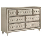 Antonella 7-drawer Upholstered Dresser Ivory and Camel