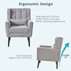 Modern Accent Chair, Arm Chairs For Living Room, Upholstered Mordern Armchair, Comfy Soft Padded Lounge Chair In Small Space, Bedroom, With Pillow, Solid Wood Leg