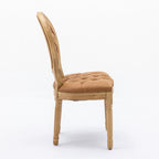 French Style Solid Wood Frame Antique Painting, Hand-Pulled Buckle Decoration Artificial Dining Chair With Nailhead Trim, Wood Legs