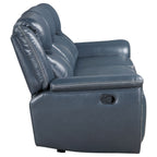 Sloane Upholstered Padded Arm Reclining Sofa Blue