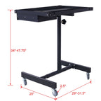 Adjustable Tear Down Work Table With Drawer For Garages, Repair Shops, And Diy, Portable, (4) 2.5" Swivel Casters, 220 Pound Capacity, Rubber Corners, Heavy Duty Steel
