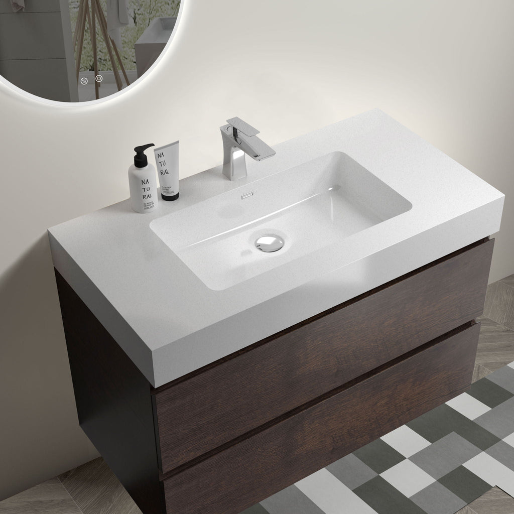 Alice - Bathroom Vanity Wall Mounted With Sink, Large Storage