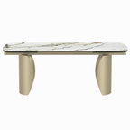 Cora - Dining Table - Ceramic Top & Golden Champange