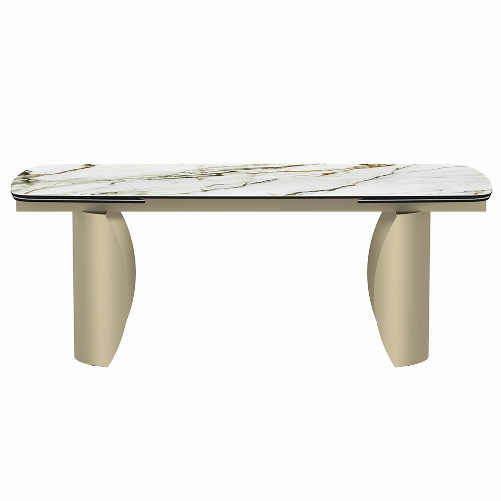 Cora - Dining Table - Ceramic Top & Golden Champange
