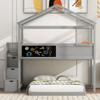 House Style Bunk Bed With Storage Staircase And board