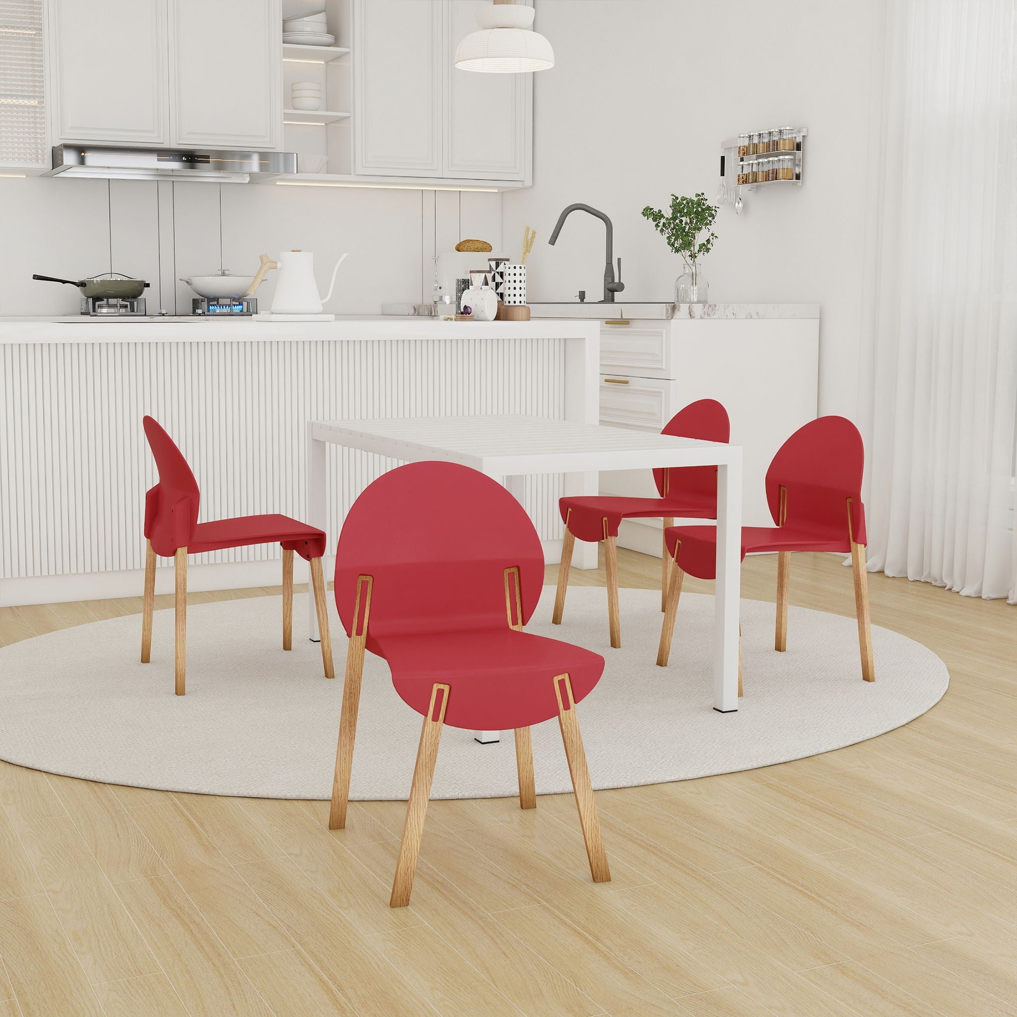 4 Piece Set Of Single Chairs With Long Table